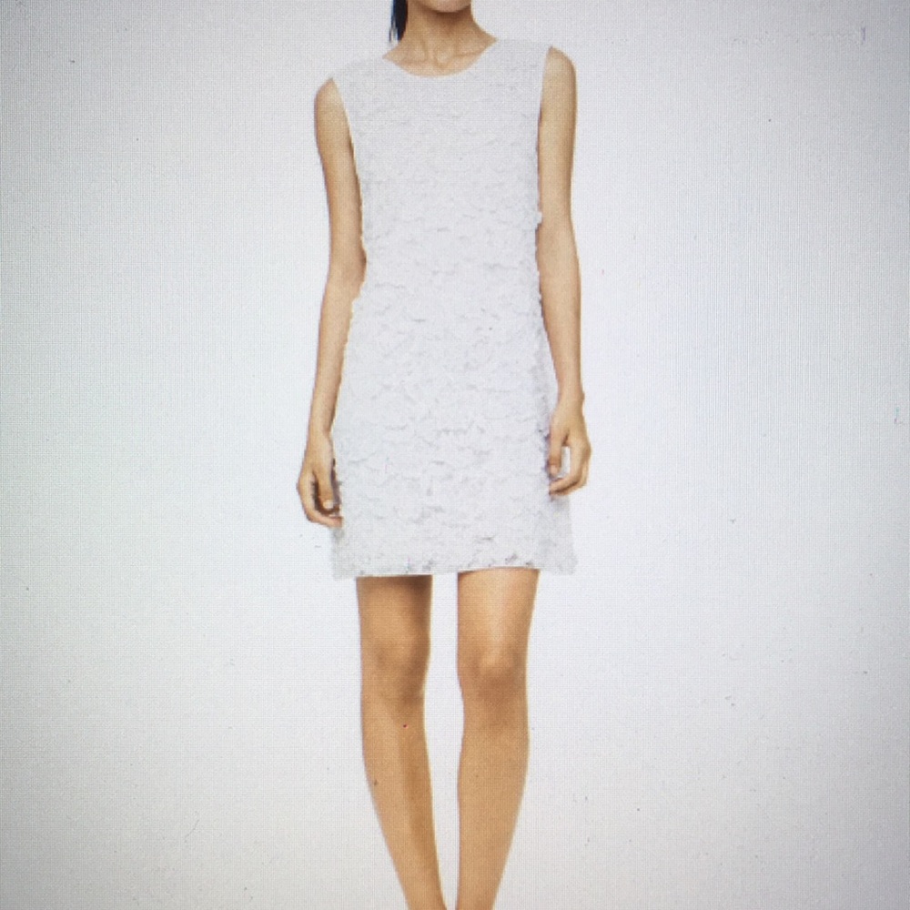 Club Monaco “Mayra” white flower overlay shift